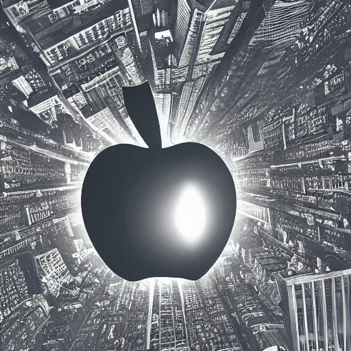 Prompt: an big Apple falling from above the sky