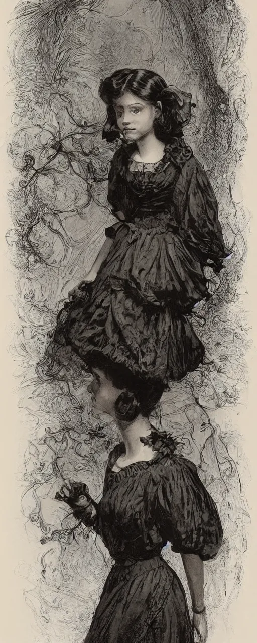 Image similar to a beautiful victorian girl by Bernie Wrightson, 8k, high quality