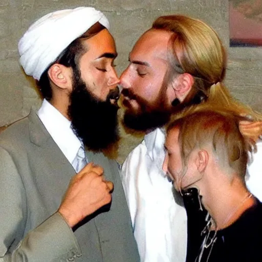 Image similar to pewdiepie kissing osama bin laden