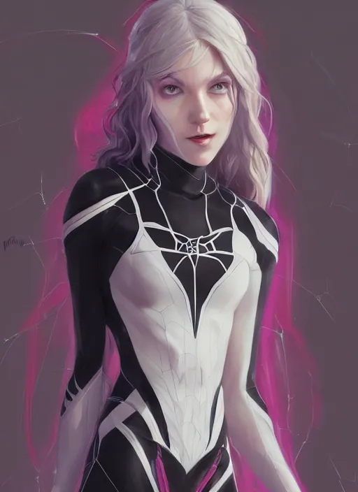 Image similar to ultra realistic illustration, emily clarke as spidergwen anime, intricate, elegant, highly detailed, digital painting, artstation, concept art, smooth, sharp focus, illustration, art by artgerm and greg rutkowski and alphonse mucha and wlop