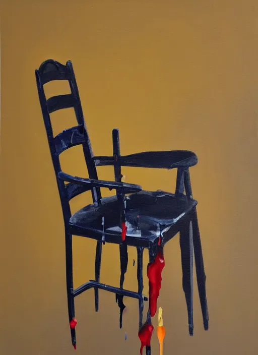 Prompt: chair, sloppy strokes, paint drips, oil paint, depth