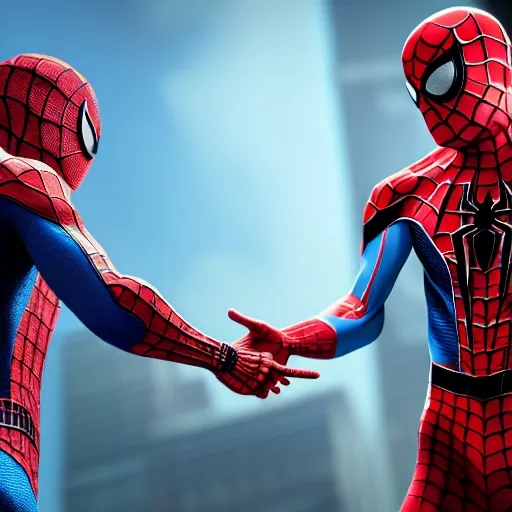 Prompt: Jesus and spiderman high fiving realistic 4k octane beautifully detailed render, 4k post-processing, highly detailed, intricate complexity, epic composition, magical atmosphere, cinematic lighting, masterpiece, ultra hd