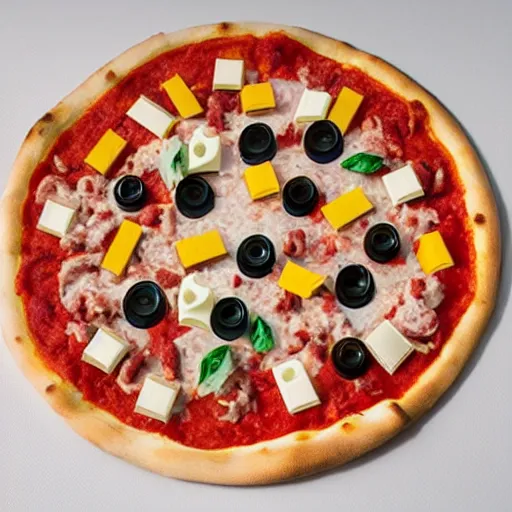 Prompt: a Pizza made out of Lego