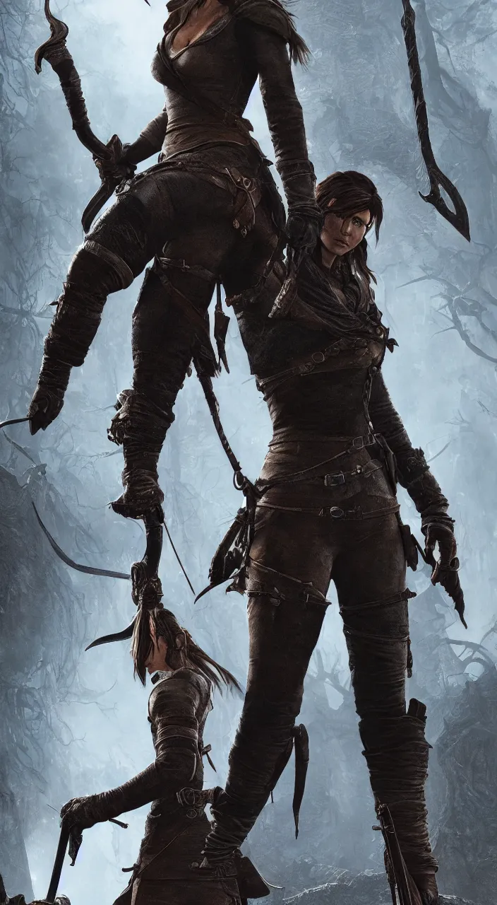 Prompt: lara croft in Bloodborne world, concept art, 8k