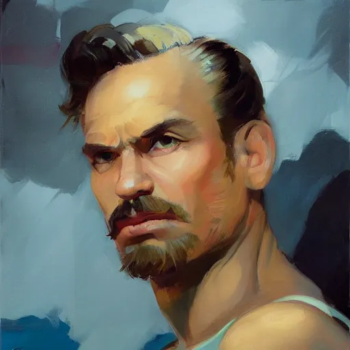 Image similar to greg manchess portrait of mario, medium shot, asymmetrical, profile picture, organic painting, sunny day, matte painting, bold shapes, hard edges, street art, trending on artstation, by huang guangjian and gil elvgren and sachin teng