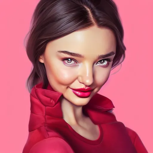 Image similar to a portrait of miranda kerr, pastel crimson - red, art by lois van baarle and loish and ross tran and rossdraws and sam yang and samdoesarts and artgerm and saruei and disney and wlop, digital art, highly detailed, intricate, sharp focus, trending on artstation hq, deviantart, unreal engine 5, 4 k uhd image