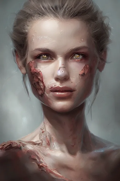 Prompt: portrait of a girl with a skin biotechnical parts by Artgerm and Greg Rutkowski , digital painting, highly detailed, trending on artstation