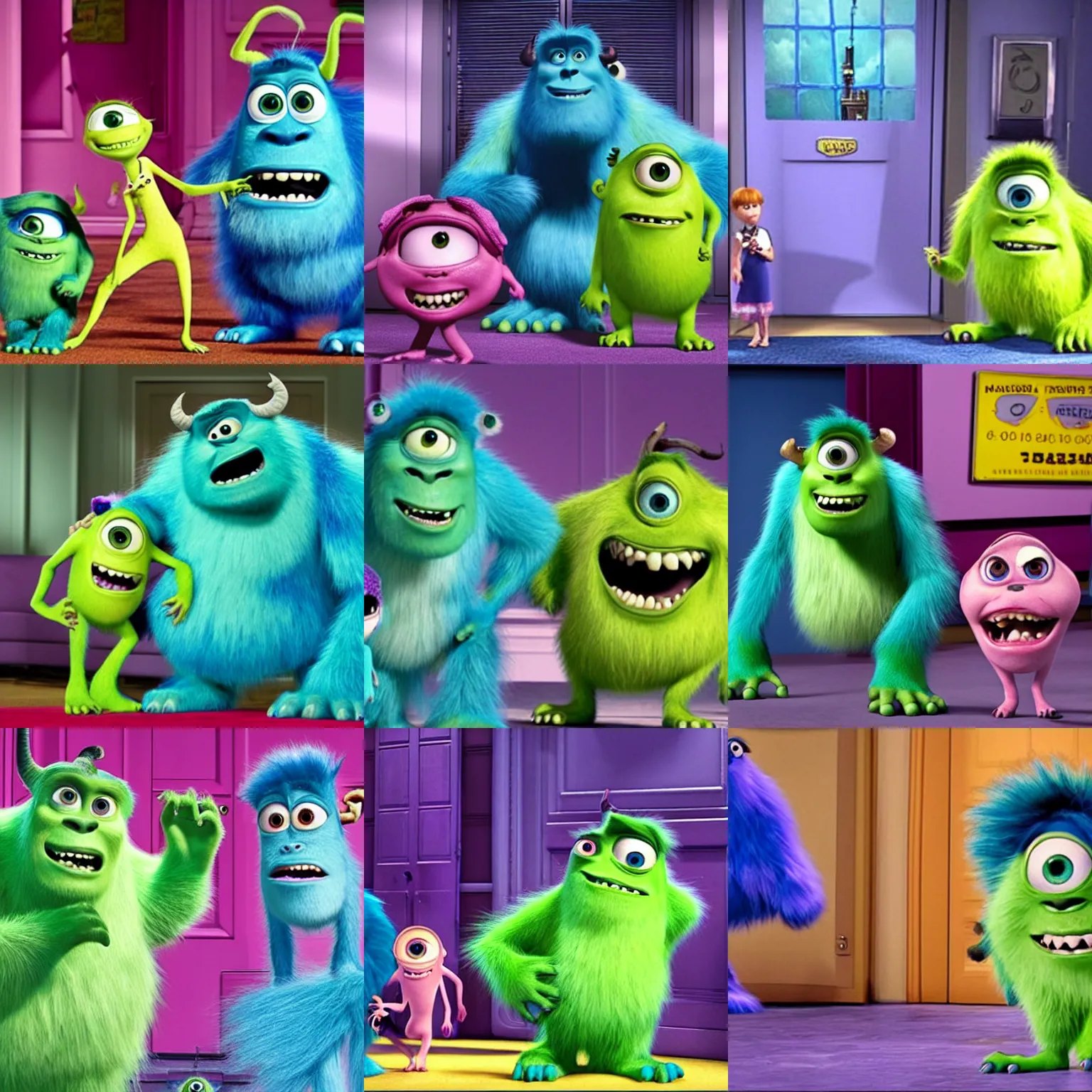 Prompt: a scene from monsters inc