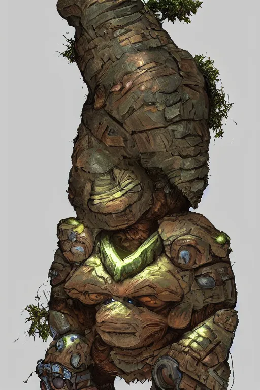 Image similar to zelda fantasy art giant golem troll wood rock greeble gemstone, global illumination ray tracing hdr fanart arstation by sung choi and eric pfeiffer and gabriel garza and casper konefal