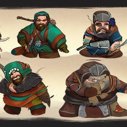 Prompt: a dwarf ninja heroes, concept art characters, illustrated by trent kaniuga