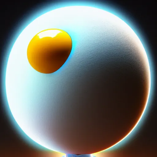 Image similar to a galactic egg is cracked open and the yolk slowly drops out. the yolk is earth. digital art, 3 d render, dramatic lighting, comedy, science fiction