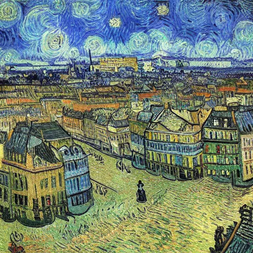 Image similar to a city full of various plants, Vincent Van Gogh,