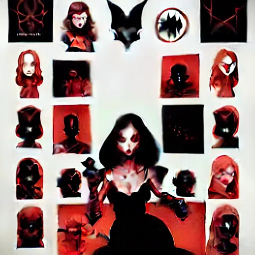 Image similar to rafael albuquerque comic art, peter mohrbacher, phil noto, artgerm, pretty evil elizabeth olson witch, black and red dress, symmetrical eyes