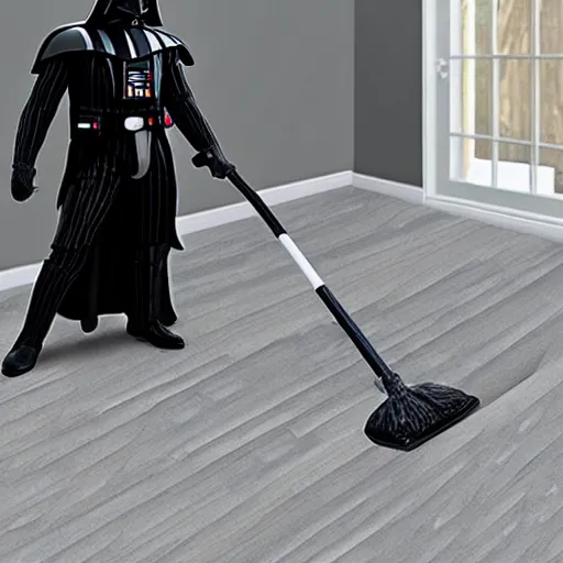 Prompt: Darth Vader mopping the house, photo realistic, award-winning, highly-detailed