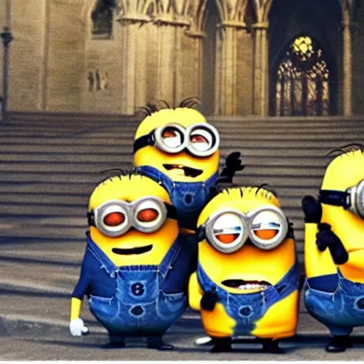 Image similar to “minions laughing after burning down the Notre dame”