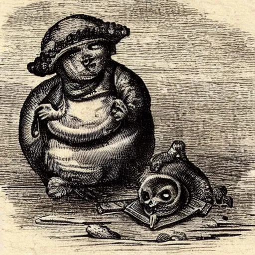 Prompt: “engraving of a baby seal pirate, 1700s”