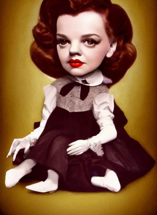 Image similar to a young judy garland as a mark ryden doll, detailed digital art, trending on Artstation