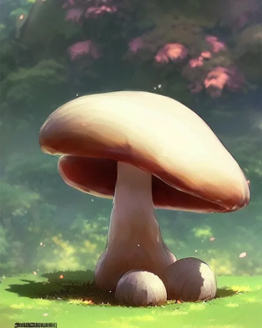 Prompt: a cute thicc mushroom creature animal, by makoto shinkai an krenz cushart