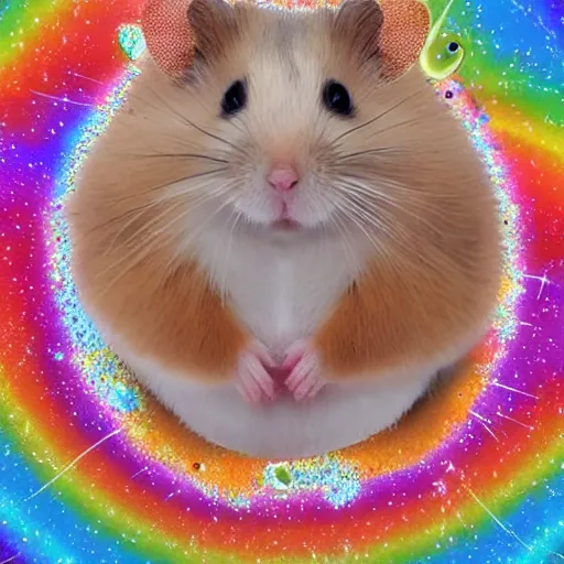 Image similar to a hamster consisting of rainbow gems