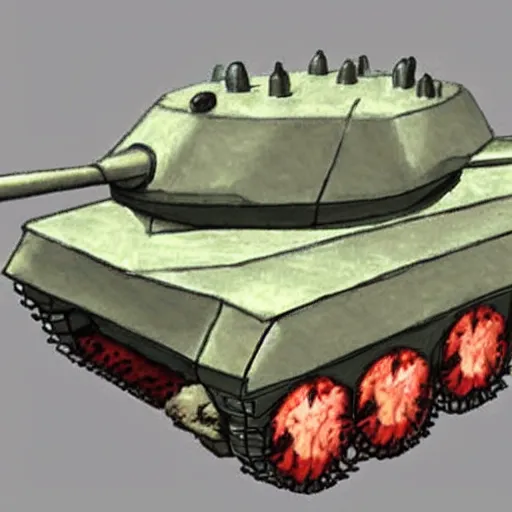 Image similar to concept art for a tank made of meat