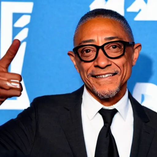 Prompt: giancarlo esposito taking a photo pointing at the camera, hd 4k photo