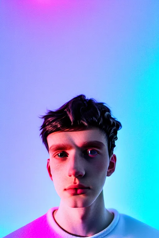 Prompt: high quality pastel coloured film mid angle selfie photograph of a beautiful young 2 0 year old male, soft features, black hair, standing in an icelandic black rock environment with reflective metallic clothing. atmospheric. three point light. photographic. art directed. ( pastel colours ). volumetric light. sheen. waves glitch. 8 k. filmic.