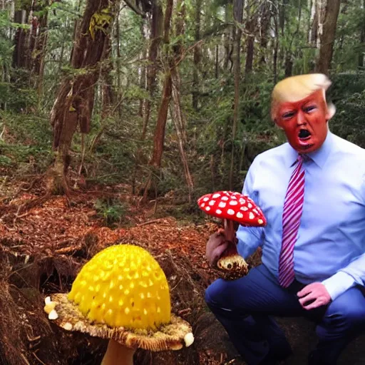 Image similar to donald trump eating amanita muscaria