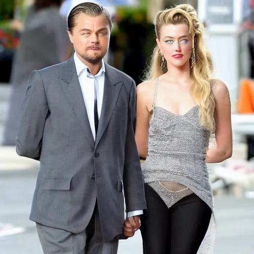 Image similar to leonardo wilhelm dicaprio and amber heard mix