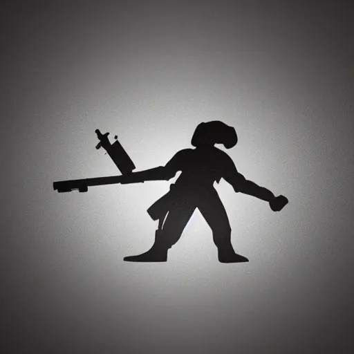 Prompt: slick minimalist line logo of a spirit ghost figure holding a sniper rifle