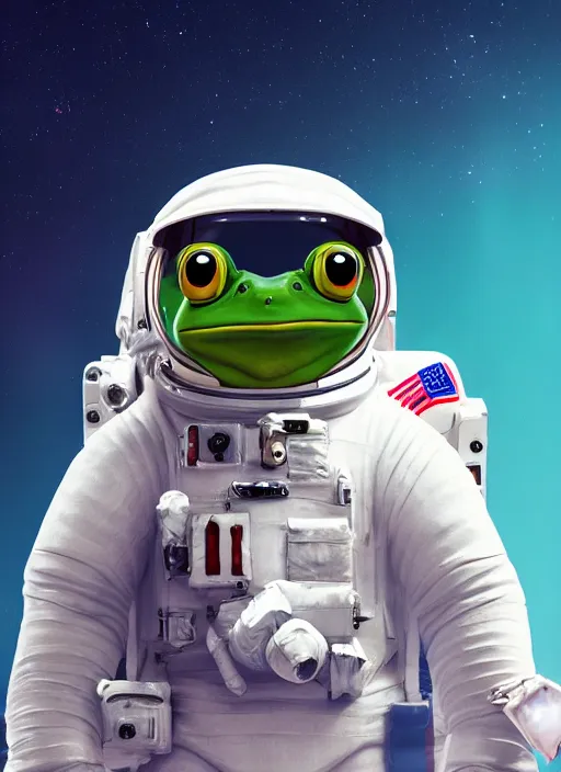Prompt: a frog in a astronaut suit standing top of the earth, au naturel, hyper detailed, digital art, trending in artstation, cinematic lighting, studio quality, smooth render, unreal engine 5 rendered, octane rendered, art style by kurzgesagt