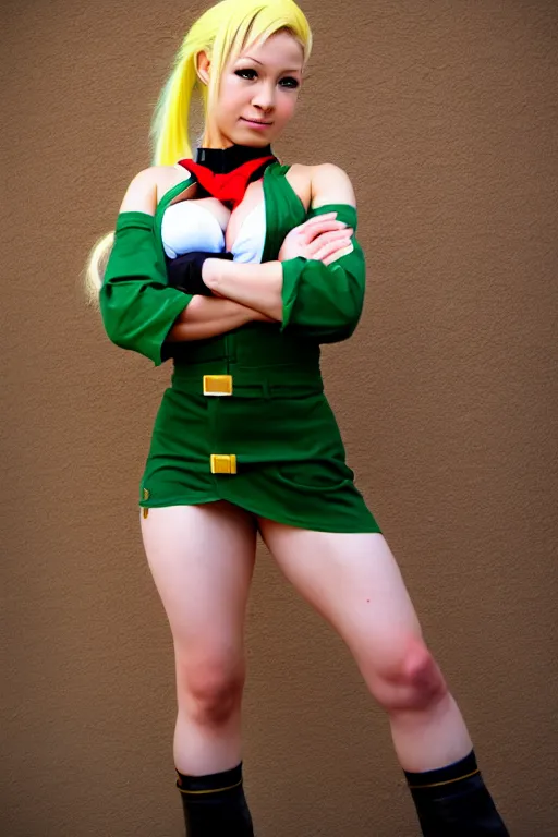 Prompt: cosplaying as cammy from street fighter, professional photo, trending on deviantart