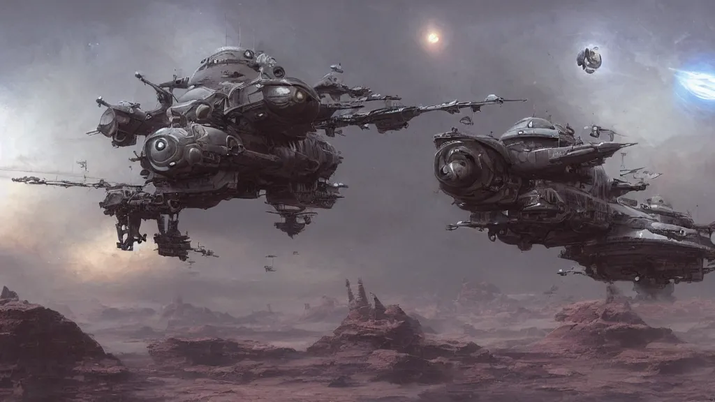 Image similar to small organic dropship lander design by john schoenherr and glenn barr, epic cinematic matte painting