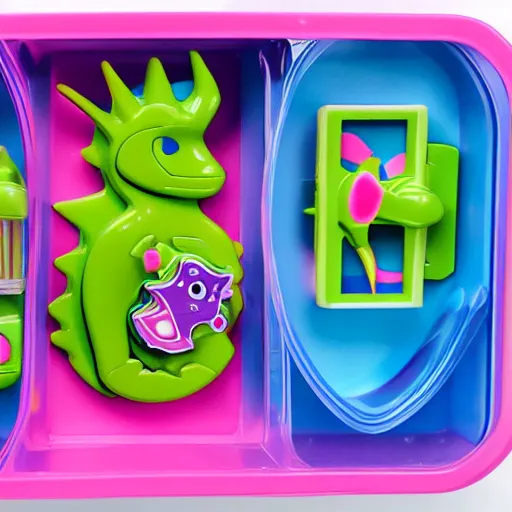 Image similar to a polly pocket type toy set that is themed around dinosaurs