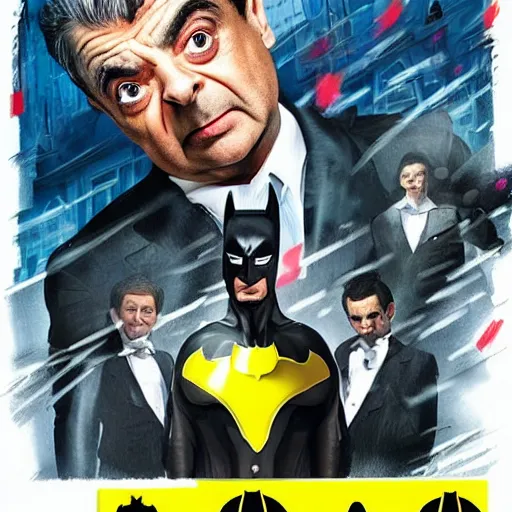 Image similar to rowan atkinson plays batman in this gritty reboot of the batman franchise, movie poster, 2 0 2 0