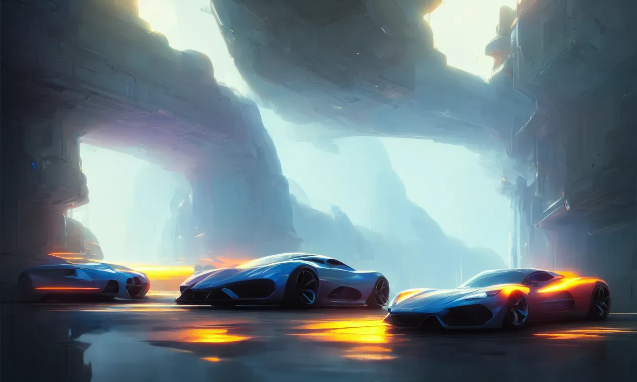 Image similar to Super car, concept art, low angle, high detail, warm lighting, volumetric, godrays, vivid, beautiful, trending on artstation, by Jordan grimmer, art greg rutkowski