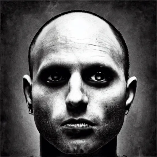 Prompt: naftali bennett as a high detailed black metal album cover