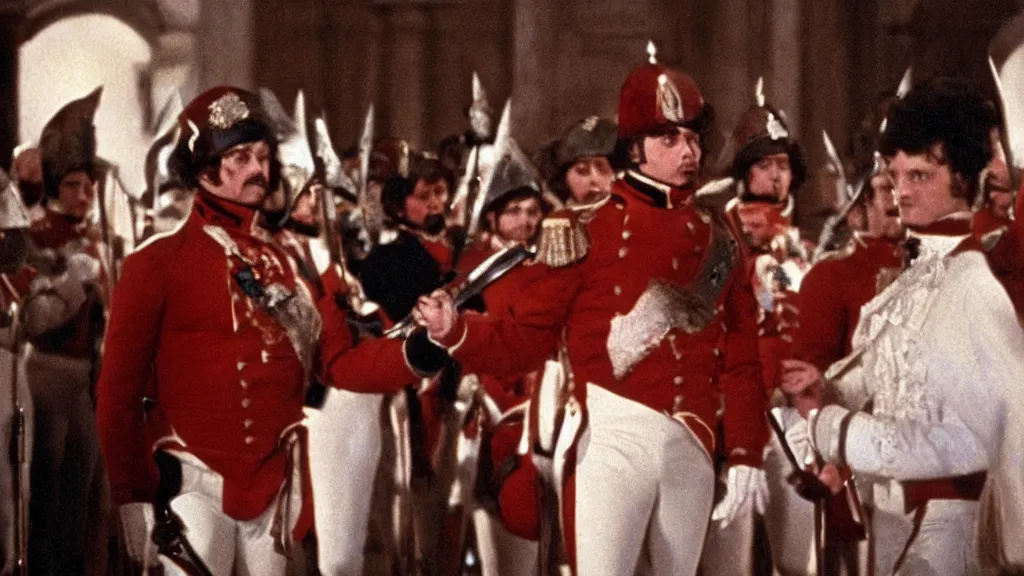 Prompt: still from the movie napoleon by stanley kubrick, 1 9 7 5, cinematic lighting, ultra realistic, panavision, wide screen, vibrant color, seventies cinema, vintage, historical drama