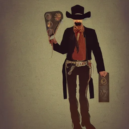 Prompt: A detailed digital art painting of a man in the wild west, weird west, award, dark scenery, spaghetti western