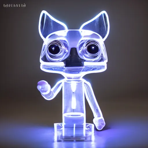 Image similar to a highly detailed vinyl figure with lighting bolts coming out of its eyes, square nose, electric eyes, sparking eyes, realistic lighting, realistic reflections, glossy finish