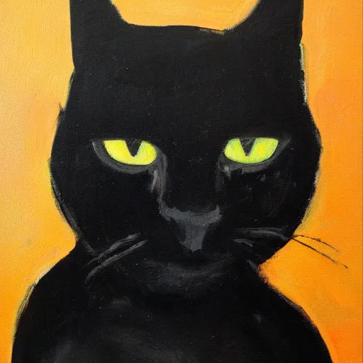 Prompt: abstract expressionism oil painting of a black cat