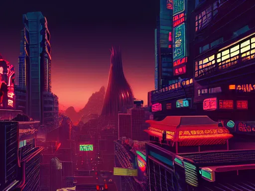 Image similar to a cinematic busy cyberpunk chinatown packed with flying vehicles, huge unknown creature dominate the skyline at dusk by nick hiatt, unreal engine trending on artstation