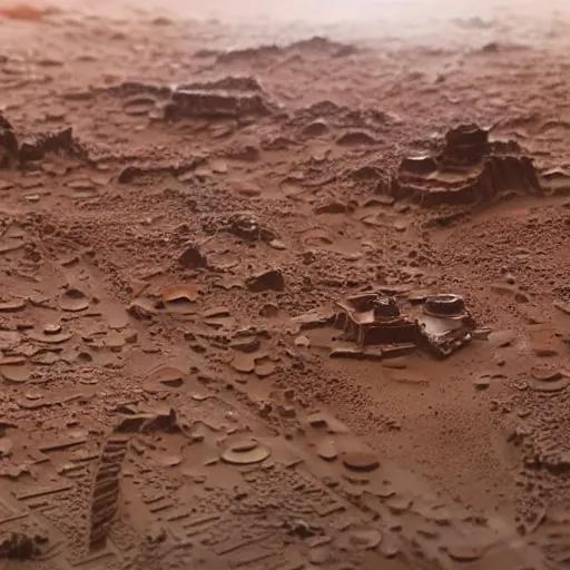 Prompt: diorama of a city on mars, detailed photo