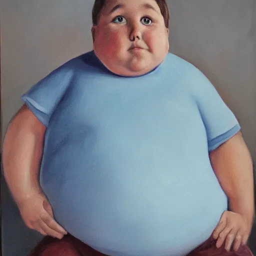 Prompt: a portrait of the fattest boy ever