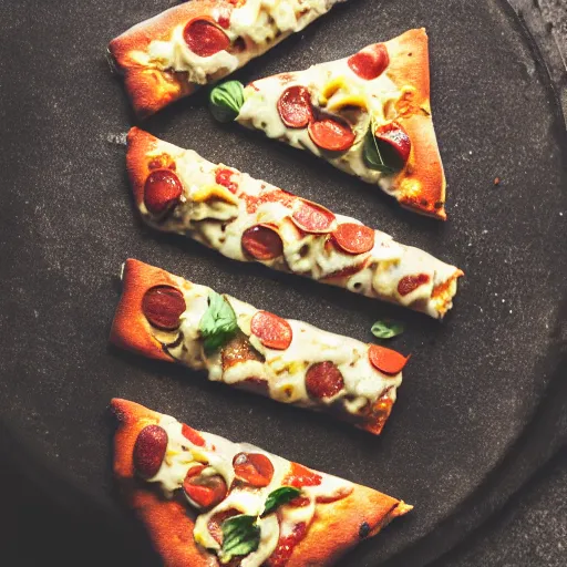 Prompt: food photography of pizza with beans and mayonnaise