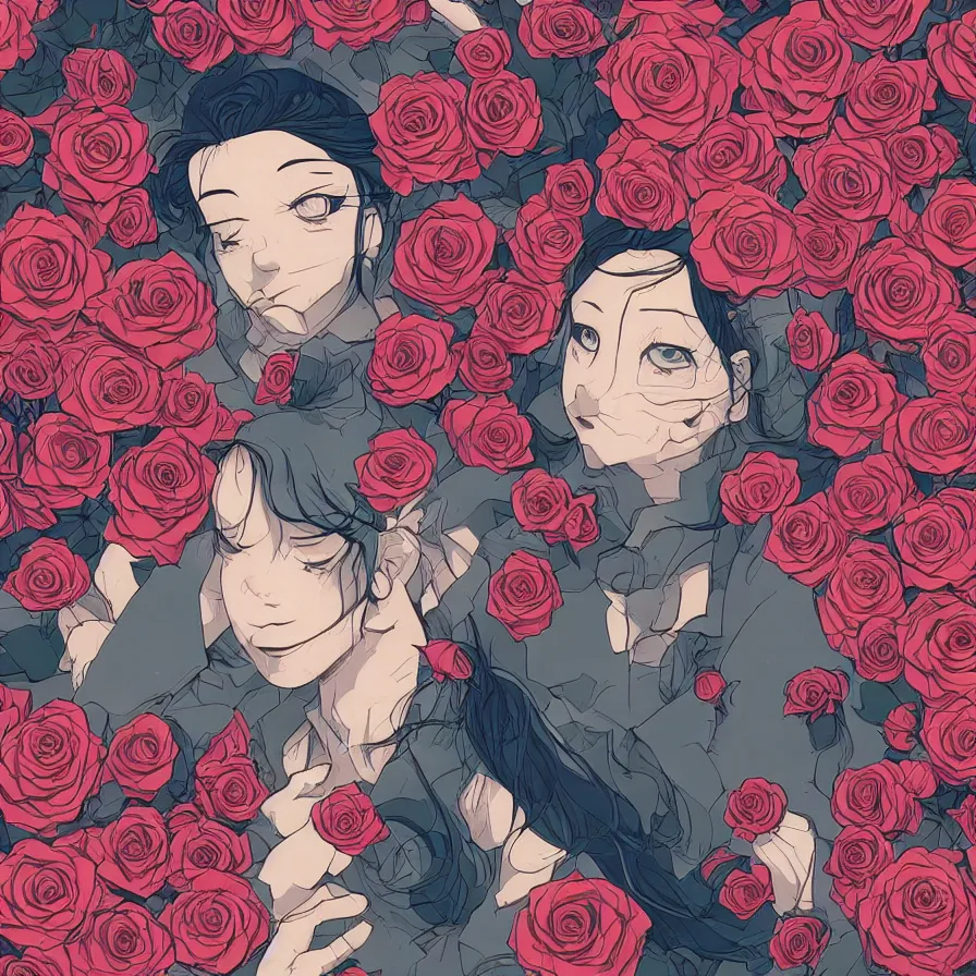 Image similar to portrait, princess, roses, satoshi kon, ethereal, glossy, laurie greasley, unconscious, illusions, intuition