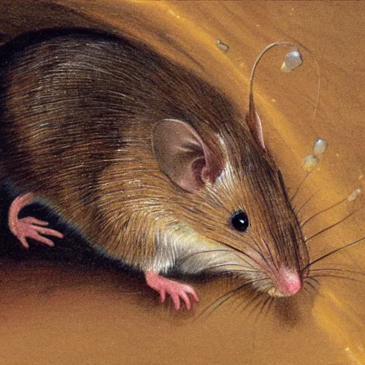Prompt: Redwall mouse reaches for crystal