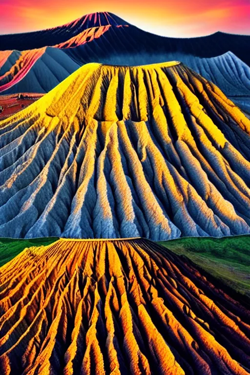 Image similar to bromo mountain, aesthetic, fantasy, pop art, by mike swiderek, jorge lacera, ben lo, tyler west, ultrarealistic, sharp focus, rendered by photoshop