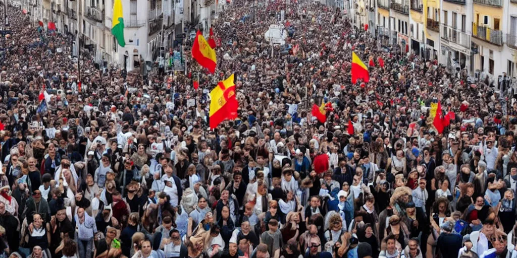 Prompt: protests against the pedro sanchez government, spain