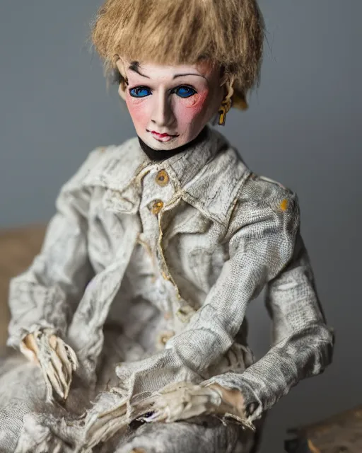 Prompt: a paper mache doll of richard prior, realistic, very detailed, complex, intricate, studio lighting, bokeh, sigma 5 0 mm f 1. 4