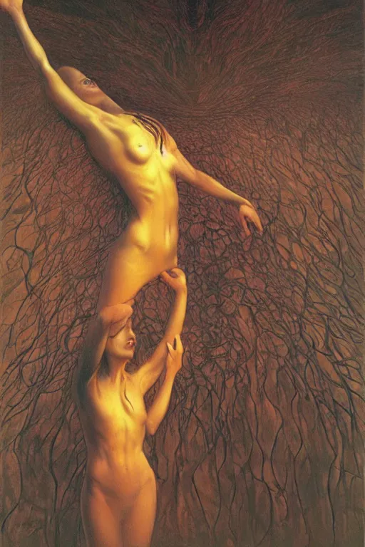 Image similar to an amazing masterpiece of art by gerald brom, Zdzisław Beksiński, ecstasy